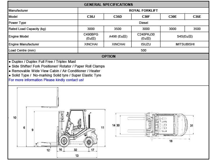 3.0 Tons Diesel Forklift with Chinese Xinchai Engine