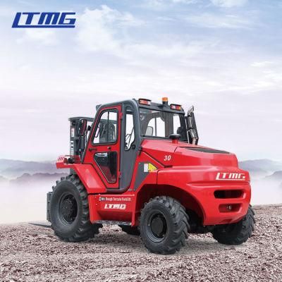 Ltmg 3 Ton 2WD/4WD 3t off Road Rough Terrain Forklift with Enclosed Cabin, Air-Conditioner and Side Shifter