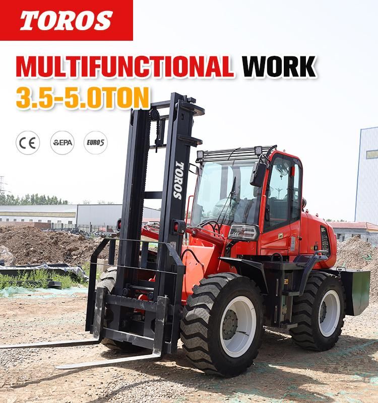 Factory Direct Sales Wholesale High Quality 3.5 Tons Cross-Country Reach Stacker Rough Diesel Forklift Price of Forklift