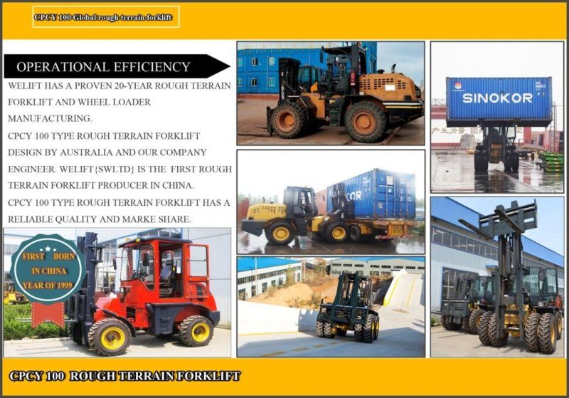Welift10t Ce Certified 4WD Rough Terrain Forklift