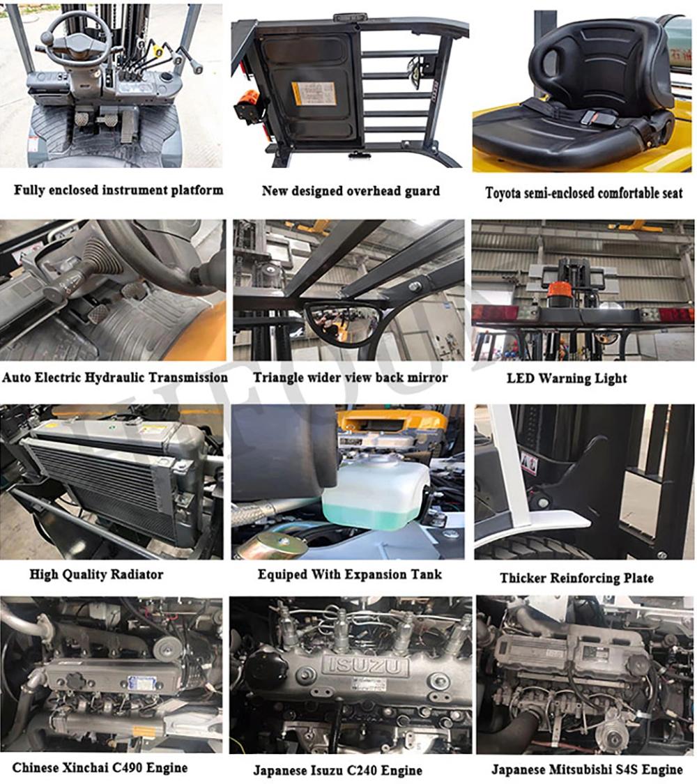 White Color Mini 2.5 Ton Diesel Forklift Prices with Tcm Design