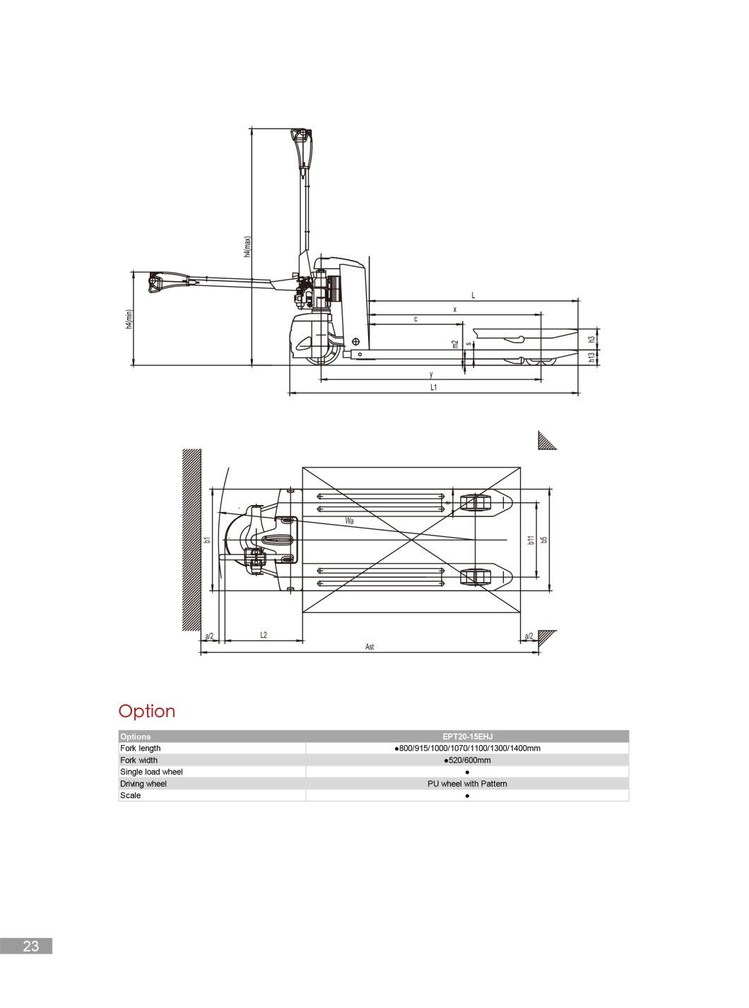 1.6 Ton Hot Sale Lithium Battery Semi Electric Pallet Truck