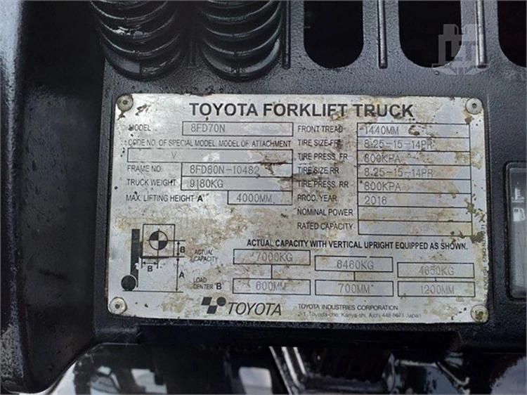 Second Hand Diesel Forklift Toyota 7f70 Good Performance Japanese Isuzu Engine Diesel Used Forklift on Sale