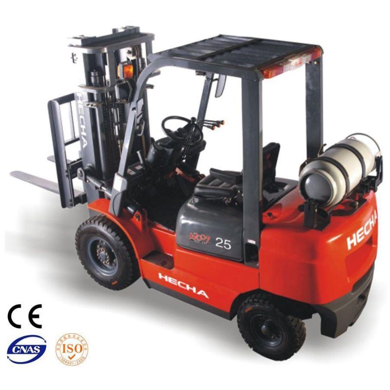 Hecha CE Certification Gasoline and LPG EU Stage V Engine Forklift Trucks with Full Cabin with Wiper