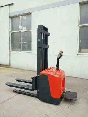Jiesheng Brand New 1.5ton Standing Drive Electric Reach Forklift with Rider Platform