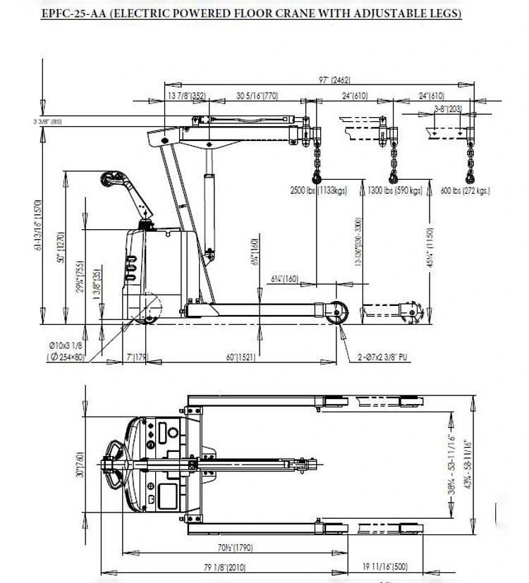 Electric Truck Small Engine Construction Bob Lift Crane 1 Ton