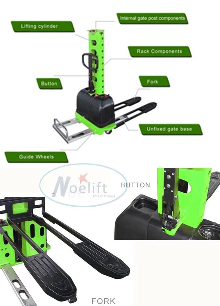 Simple Operated Self Loading Semi Electric Stacker 500kg with 1200mm Lifting Height