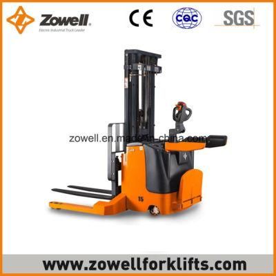Zowell 1500kg Straddle Full Electric Pallet Powered Stacker with Max 5.5m Lifting Height