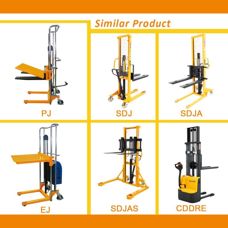 Semi Electric Stacker with Removeble Platform Pallet Lift Fork Stacker Hydraulic Truck with Adjustable Forks (EJ)