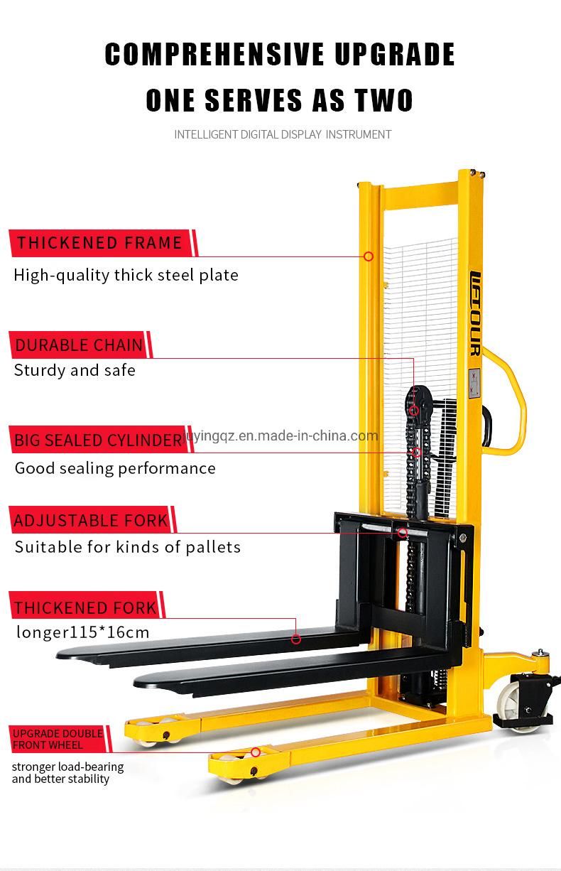 Hand Hydraulic Manual Operated Cargo Pallet Lift Stacker