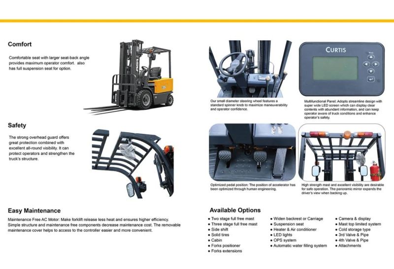 Vsm 2.5 Ton Battery Forklift Electric Forklift, with Lift Height 3m