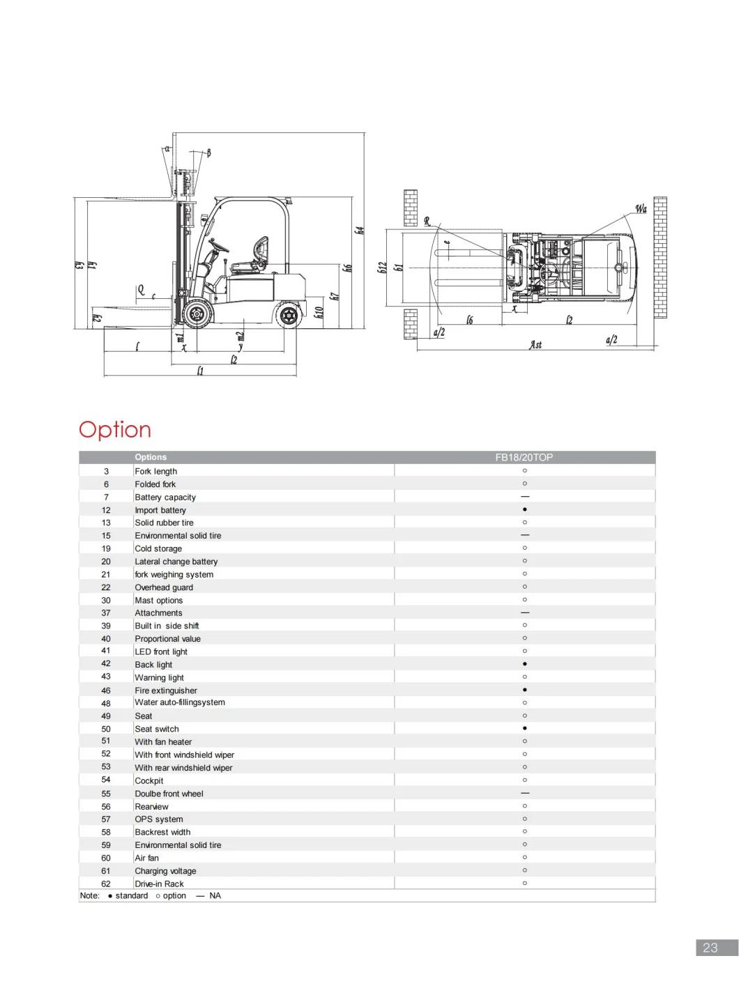 Electric Forklift 1.8ton, 2ton, 3ton, 3.5ton Capacity Fork Lift Truck Hydraulic Stacker Trucks