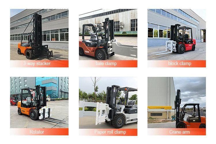 Tder Forklift 3t 4t 5 Ton 4ton Diesel Forklifts Truck Mast Diesel Forklift Price for Sale