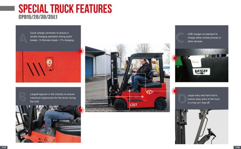 3.5 Ton High Power Waterproof Design First Real Lithium Battery Forklift