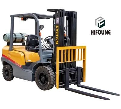 Mini Fork Truck Triplex Mast 4500mm Automatic Transmission Gasoline 3.5 Ton Forklift