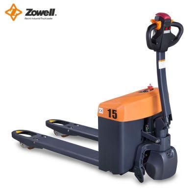 Zowell 1.5ton Wholesale Gel Battery Powered Mini Pallet Truck Electric Forklift Walkie Pallet Jack Supermarket Use