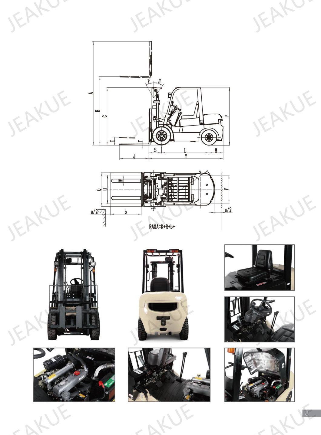 Jeakue 3ton 3000kg Diesel Forklift with Japan Engine CE