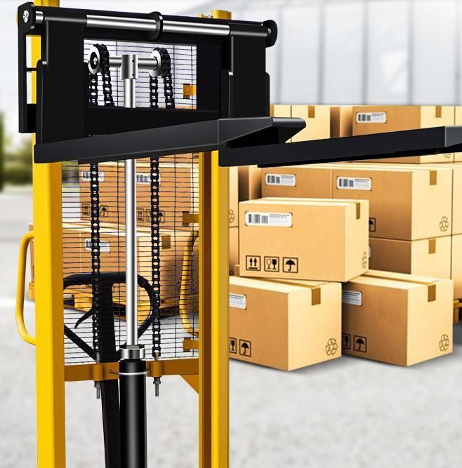 Hugo 1000kg 1t Hand Forklift Manual U-Steel Hydraulic Stacker Price