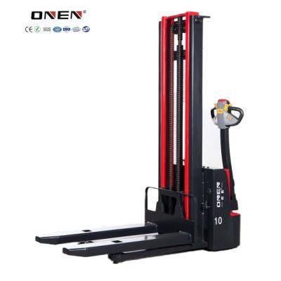 12 Months 1000-1500kg Onen Iron and Plastic Film Electric Pallet Material Lift Stacker