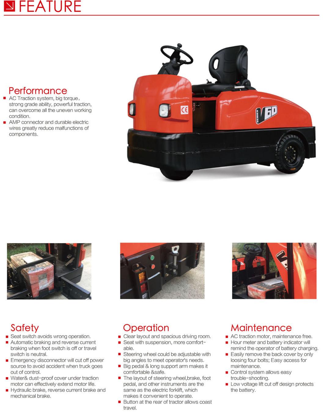6.0 Ton Sit-on Type Electric Towing Tractor with Electric Steering