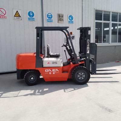China Factory 3000/3500 Kg Load Capacity Four Wheels Counterbalance Diesel Forklift Truck with CE ISO