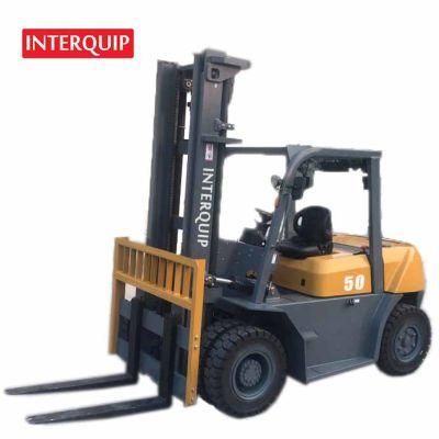 Interquip Big Size Heavy Duty 5 Tons Diesel Forklift Double Row Front Tyres