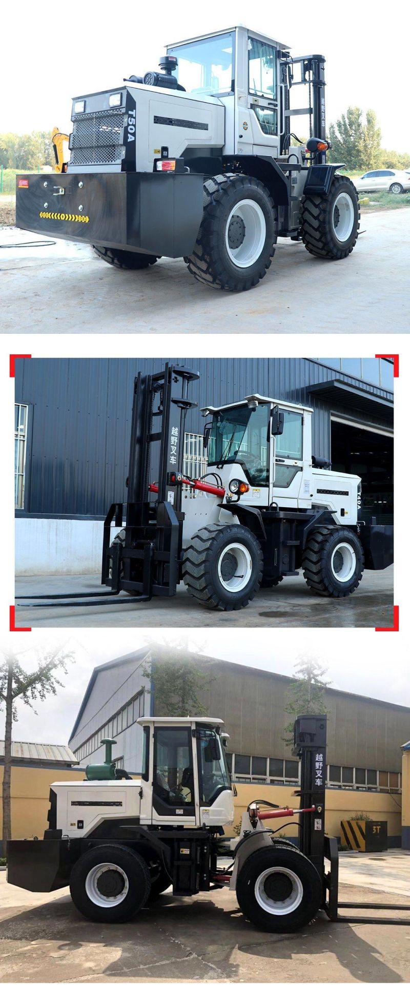 CE Chinese-Made Shandong Diesel Engine Raised 3 Meters Four Drive High Chassis Cross-Country Forklift for Sale