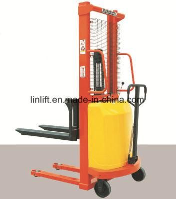 1500kgs, 1.6meters, Semi-Electric Battery Hydraulic Stacker Electric Pallet Forklift