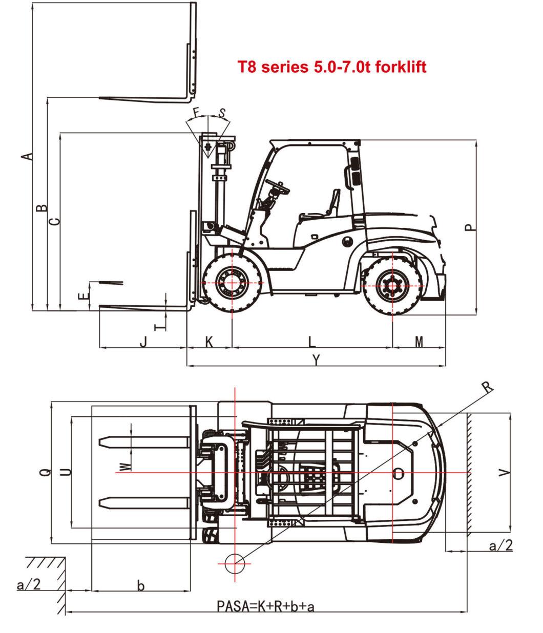 Ep New 5 Ton Max-8 Series Diesel Forklift with Japanese Engine