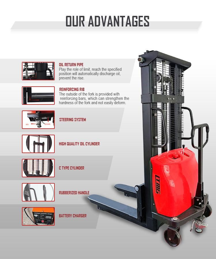 Battery Operated Electric Stacker Forklift Hydraulic Type 1t 1.5t 2t Electric Stacker Price