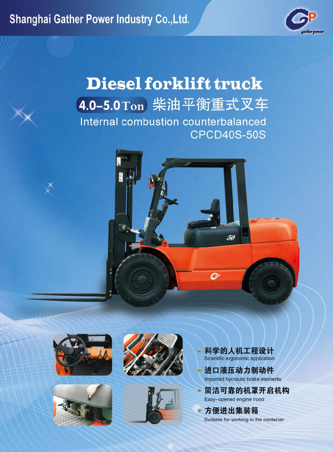 Gp Brand 4-5s Ton Diesel Forklift with Good Performance and Low Forklift Price