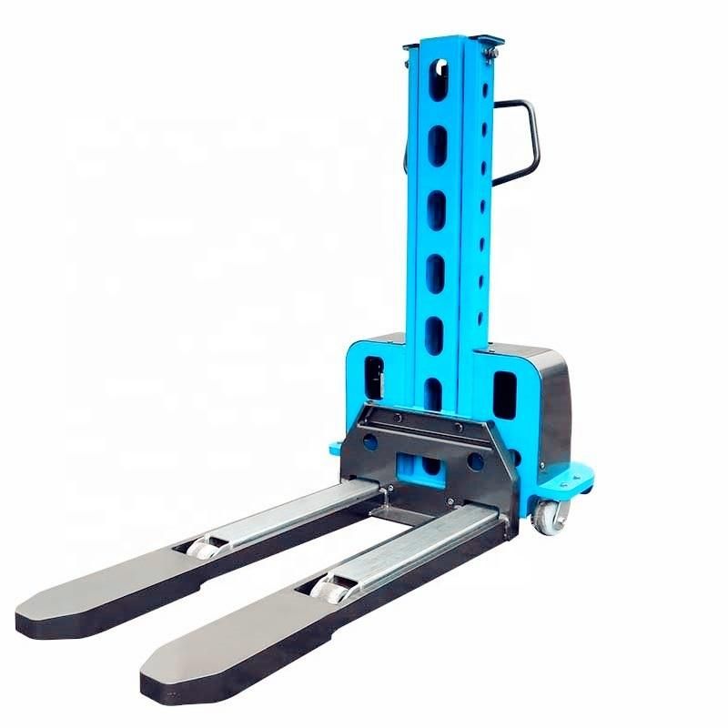 Blue Portable Walkie Lifter 500kg Self Lift Electric Stacker with 1300mm Chariot Elevateur