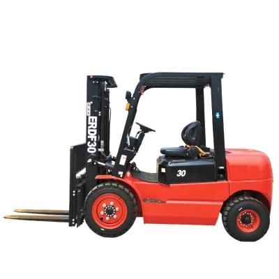 CE Approved Everun 3ton Erdf30 Hydraulic Lifting Equipment Diesel Forklift with Side Shift