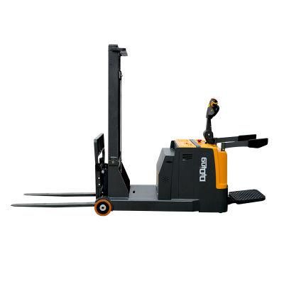1500kg 1.5ton 3300lbs 3m Full Electric Counterbalance Straddle Stacker Forklift