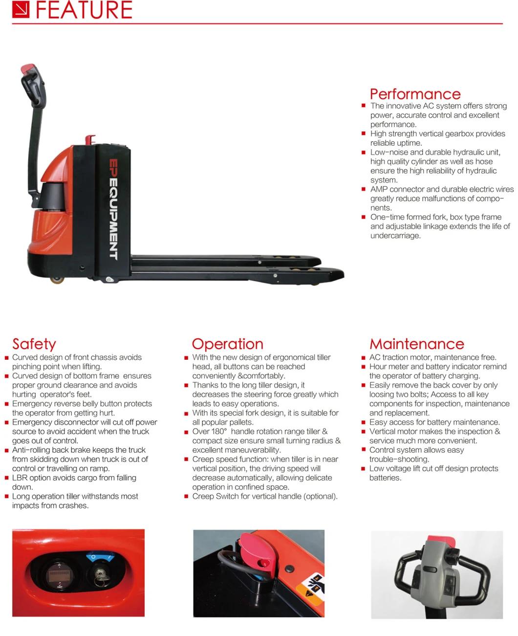 2.0t Long-Tiller Design Small Turning Radius AC Electric Pallet Truck