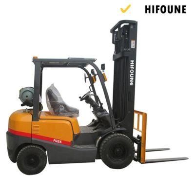 Hifoune 3.5 Ton Propane Forklift Gasoline Forklift Manufacturer Nissank25 Engine LPG Forklift