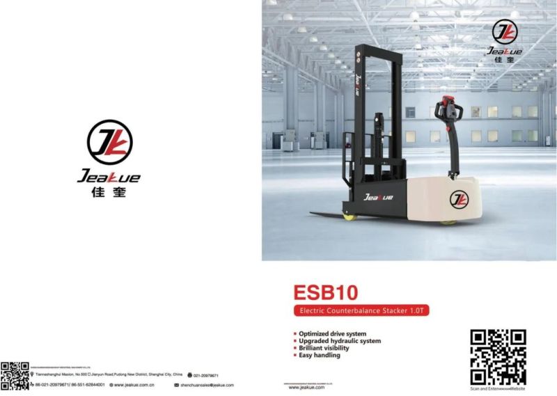 Hot Sale 1 Ton High Quality Counterbalance Electric Stacker Pallet Truck for Warehouse Lifting