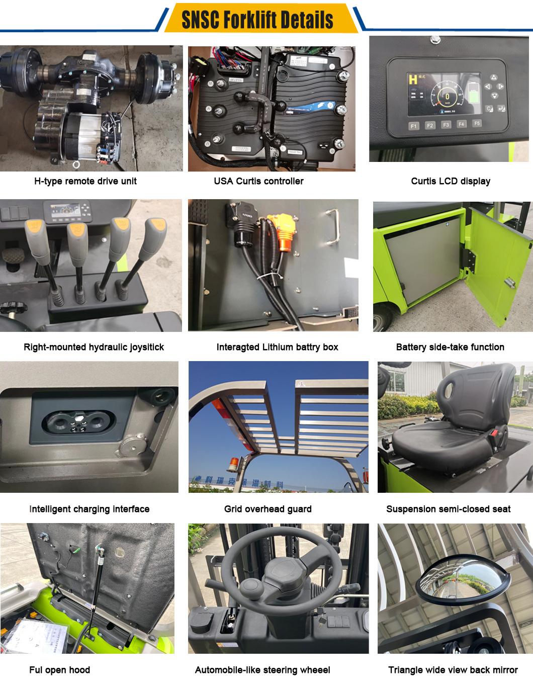 Lion Battery Operate 2000kg 3 Wheel Electric Forklift with CE