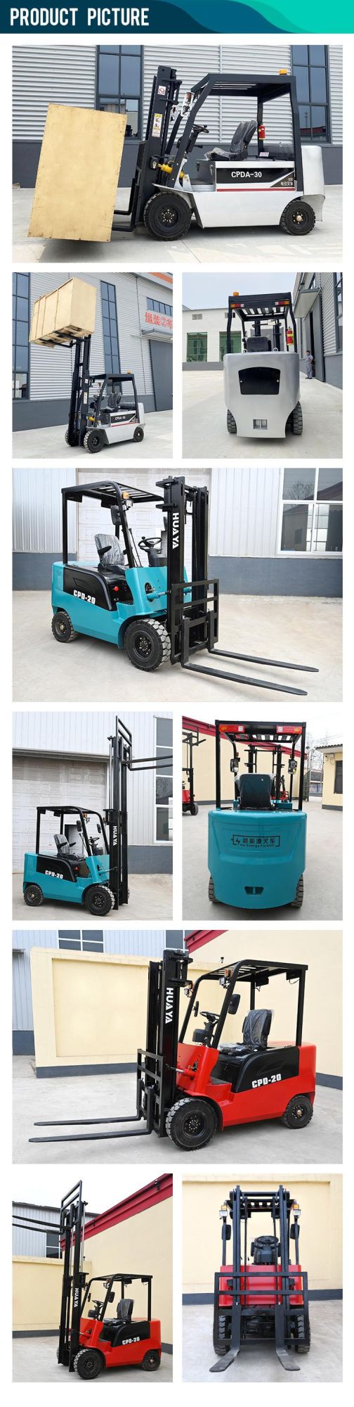 1000kg New Huaya China 3 Ton Small Electric Forklift Fb10