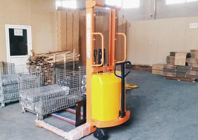 Ce Approved 1ton 1.5ton Semi Electric Straddle Pallet Stacker for Double Decks Pallets