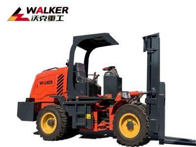 CE Certified 3ton 3.5 Ton 4ton All Rough Terrain Forklift with A/C Cab, off Road Tires, Optional Lift Height 5m (4WD)