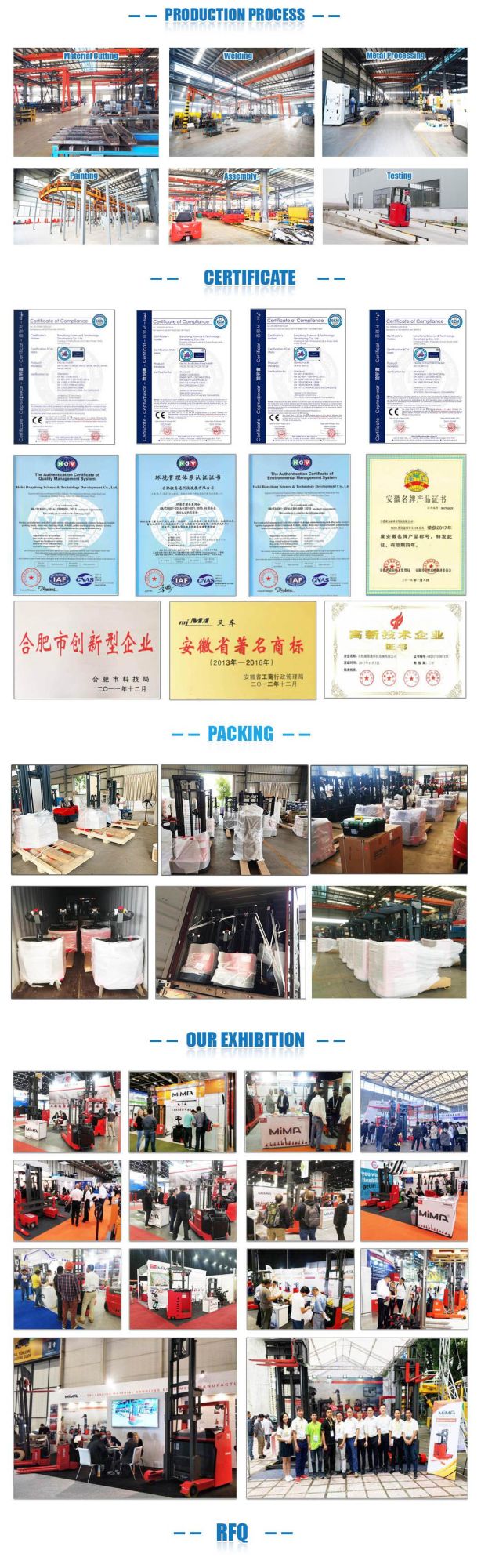 China Manufacturer Mima Electric Forklift Truck on Sale