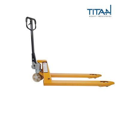 Hot Sale Titan 2000kg 2500kg 3000kg 2 Ton 2.5ton 3 Ton Nylon Wheel Casting Pump Manual Forklit Hand Pallet Truck for Material Handling