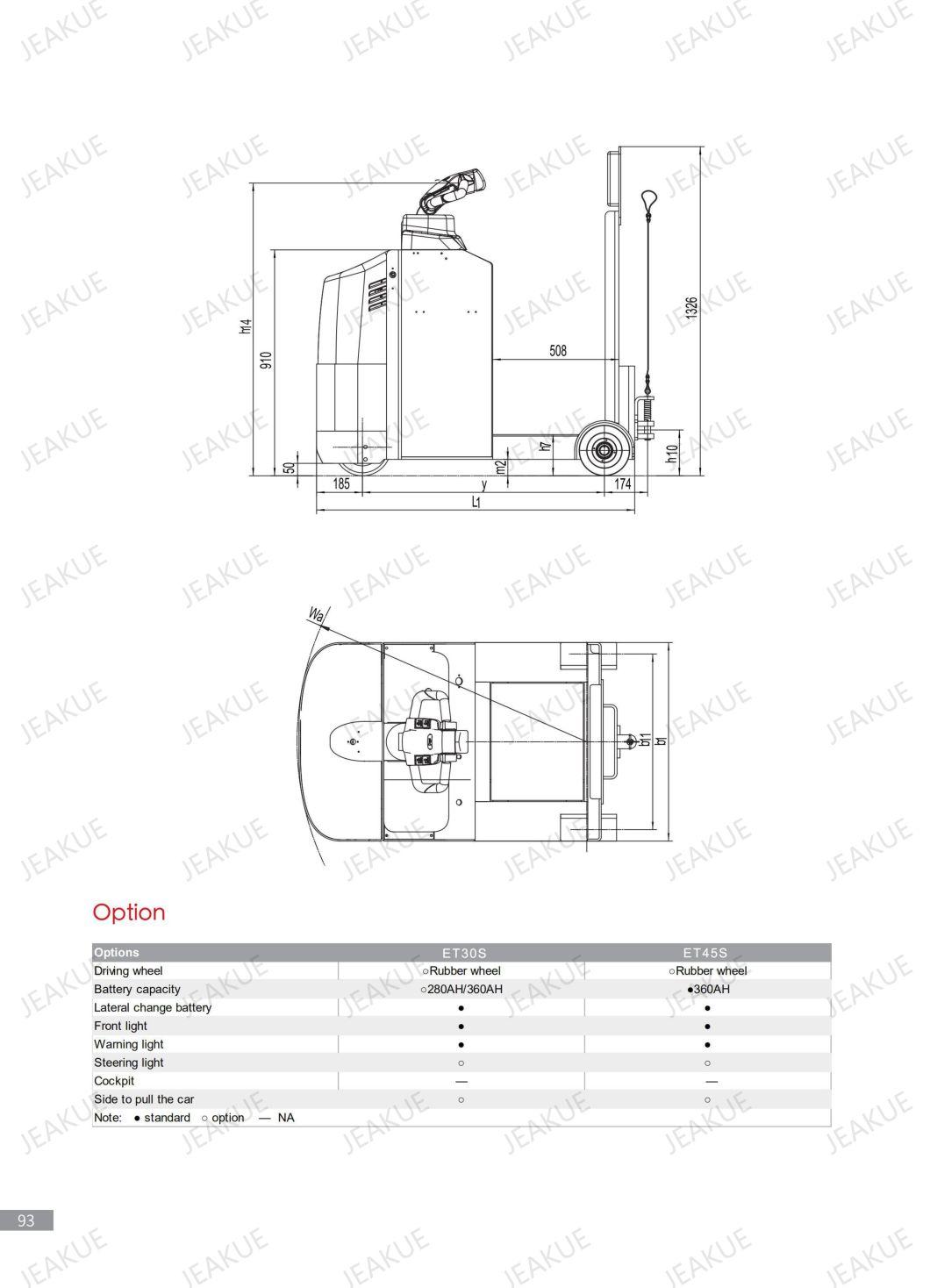 3000 Kg 4500 Kg Standing Type Electric Tow Tractor