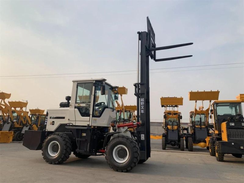 China Factory Wholesale 2/3/3.5/4/5 Ton Small Wheel Loader 4WD off-Road Forklift Fork Fork Construction Site/Farm/Garden CE Certification