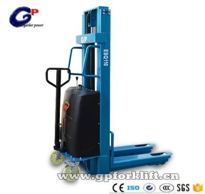China Gp 1000kg Half-Electric Power Stacker Double Mast Forklift Pallet Stacker Lifting Height 3000mm (ESQ110)