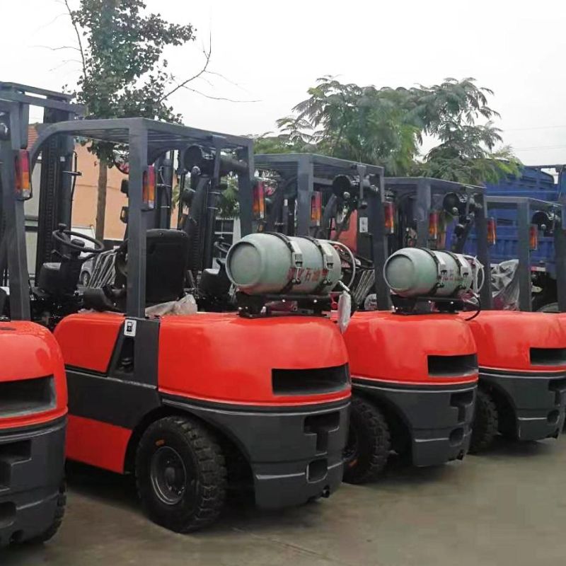 2.5 Ton 2.5 T 2500kg Counterbalanced Cushion Tire Gasoline and LPG Dual Fuel 2.5t 2.5ton Gasoline Forklift Trucks Toyota 7 Model Ce ISO 1.5-3.5ton