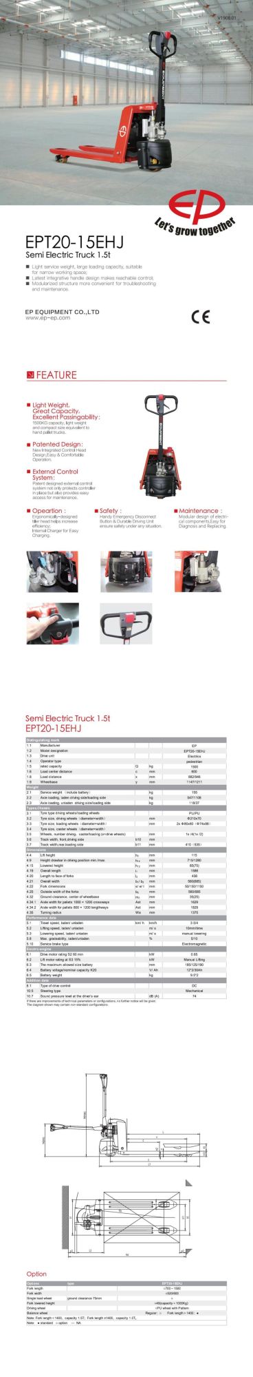 1.5t Semi-Electric Hand Pallet Truck