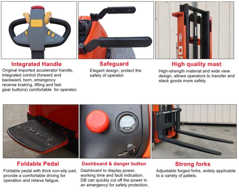 24V Battery Power Stand-on Electric Counterbalance Forklift Pallet Stacker