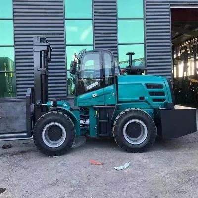 5 Ton Diesel Forklift 4WD New Articulated All Rough Terrain Forklift with Cabin